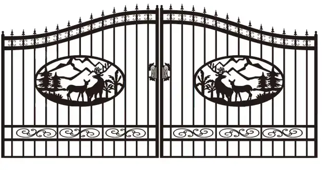 Ornamental Iron Gate 16ft – Deer Pattern - Photo 2