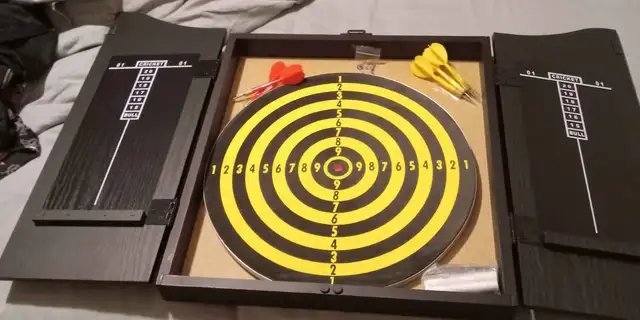 Churchill pub sports Dart board Cabinet with Darts