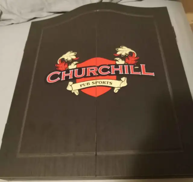 Churchill pub sports Dart board Cabinet with Darts - Photo 2