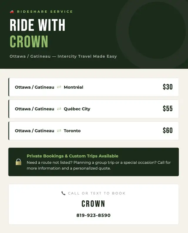 Rideshare with Crown in luxurious comfort year round