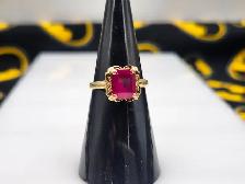 10Kt. Yellow Gold Ring w/ Raspberry Color Center Stone (#2947)