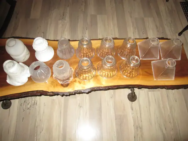 ANTIQUE VINTAGE 2 1/4' GLASS SHADES BRIDGE LAMP CEILING FIXTURES