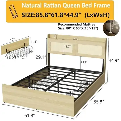 Brand New Queen Bed Frame 4-Drawe with Headboard/Footboard $199 - Photo 9