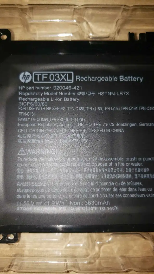 HP TF03XL Battery