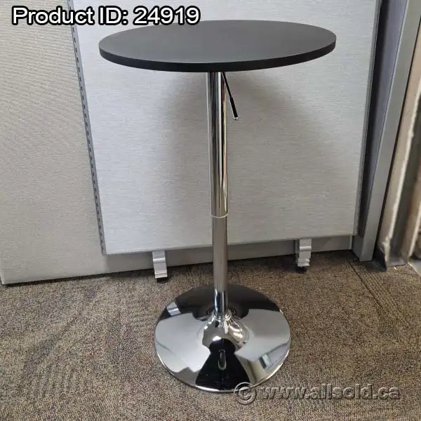 24' Round Black Height Adjustable Bistro Table w/ Chrome Base