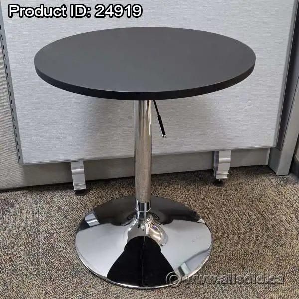 24' Round Black Height Adjustable Bistro Table w/ Chrome Base - Photo 2