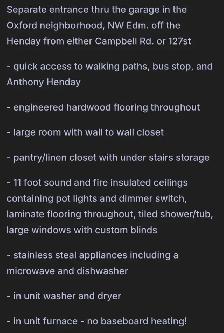 Separate entrance to one bedroom basement with your own laundry