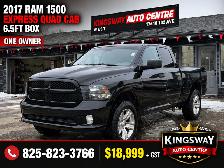 2017 RAM 1500 EXPRESS QUAD CAB – 5.7L HEMI V8 – 4X4 – 6.5FT BOX