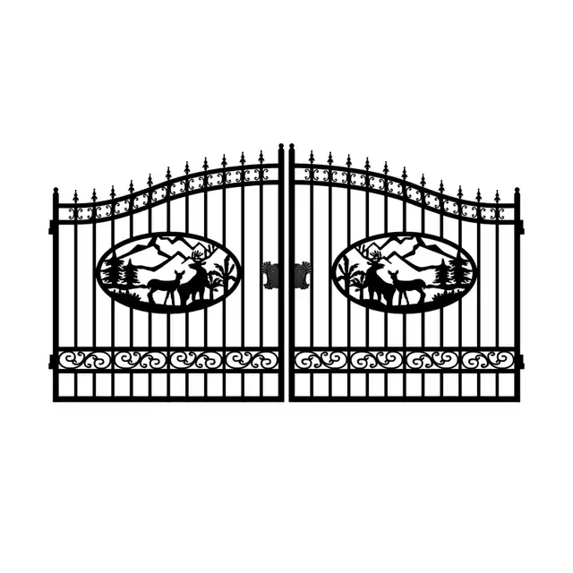 Decorative Iron Gate 14ft – Deer Style