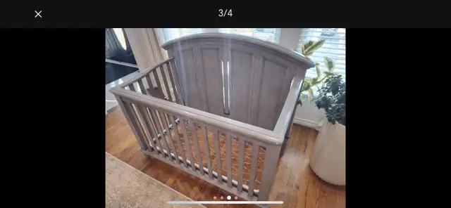 infant baby grey crib convertible toddler bed Pickering - Photo 2