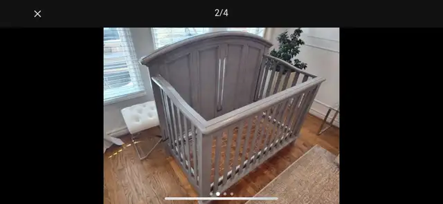 infant baby grey crib convertible toddler bed Pickering - Photo 3