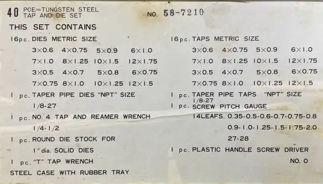 Little used Metric TAP AND DIE SET - Photo 3