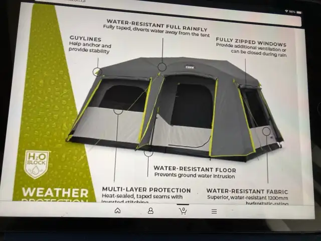 Core- 9 Person Instant Cabin Tent 9’ X 13’ Brand New, Never Used - Photo 2