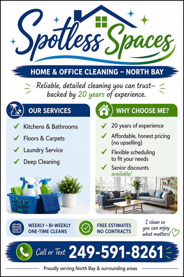 Reliable Home Cleaning in North Bay – 20 Years Experience