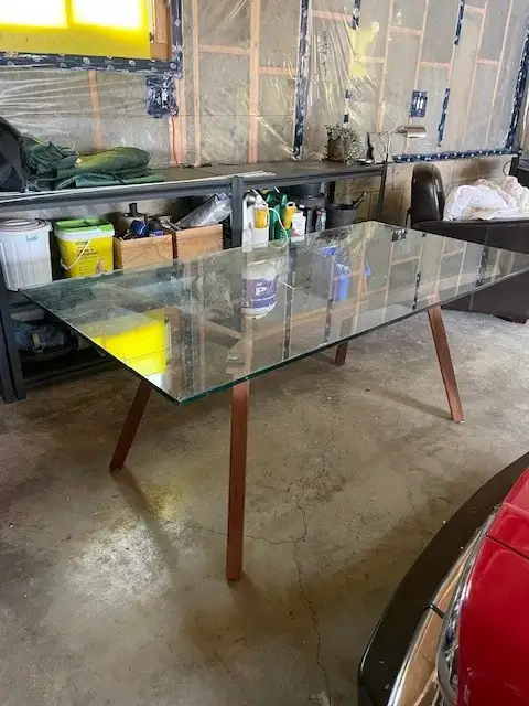 Mid Century Modern table with glass top at a great price!