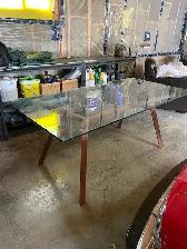Mid Century Modern table with glass top at a great price!
