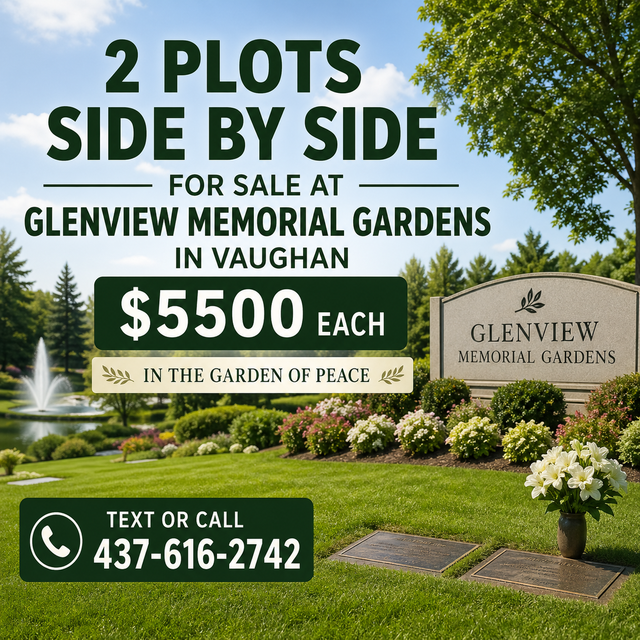 2 PLOTS SIDE BY SIDE IN GLENVIEW MEMORIAL $5500 EACH