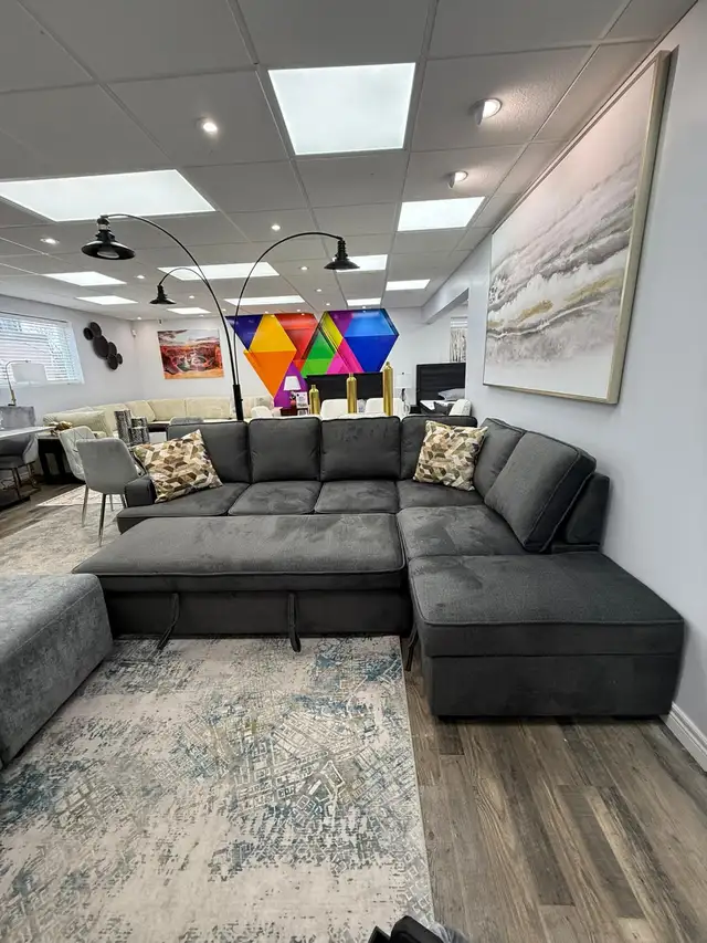 New Elegant Sectional Sofa Bed In Fabric Upholstery Now On Sale - Photo 2