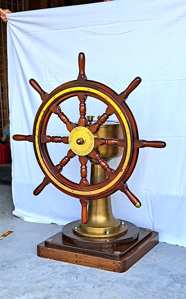 ANTIQUE STEAMSHIPS NAUTICAL WHEEL - Photo 3
