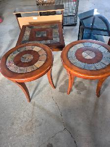 Tile in laid coffee and end tables.