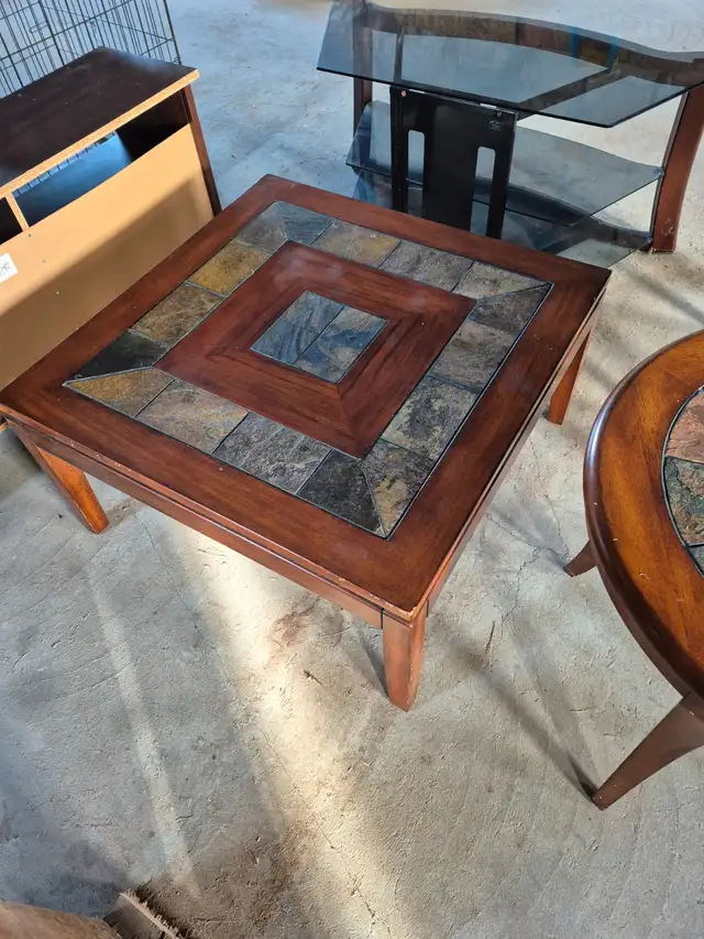 Tile in laid coffee and end tables. - Photo 2