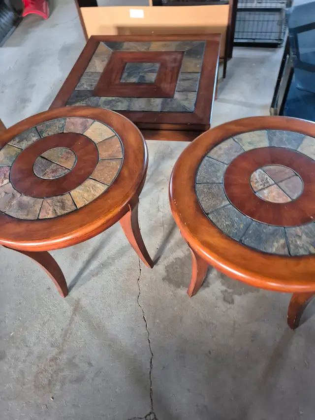 Tile in laid coffee and end tables. - Photo 3