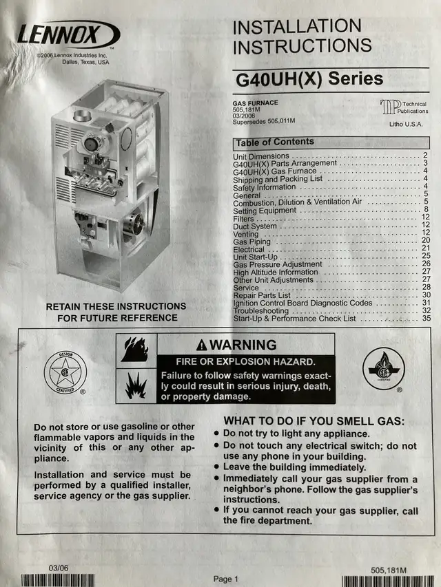 Lennox Furnace G40UH(X) mid efficiency. - Photo 2