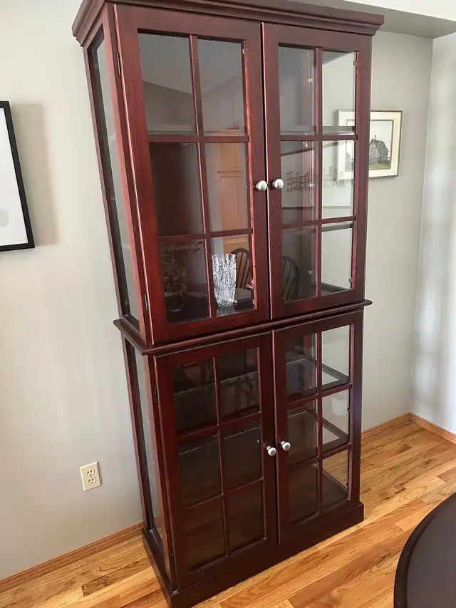 Two piece curio cabinet