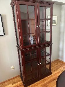 Two piece curio cabinet