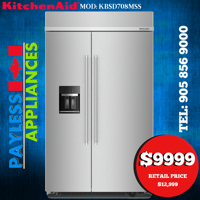 Kitchenaid 48' Built in Refrigerator KBSD708MSS Counter Depth