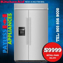 Kitchenaid 48' Built in Refrigerator KBSD708MSS Counter Depth