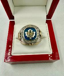 Men's Silver & 10K Gold Toronto Maple Leaf Ring w Small Diamonds