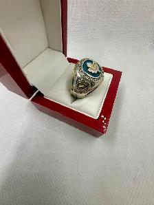 Men's Silver & 10K Gold Toronto Maple Leaf Ring w Small Diamonds - Photo 3