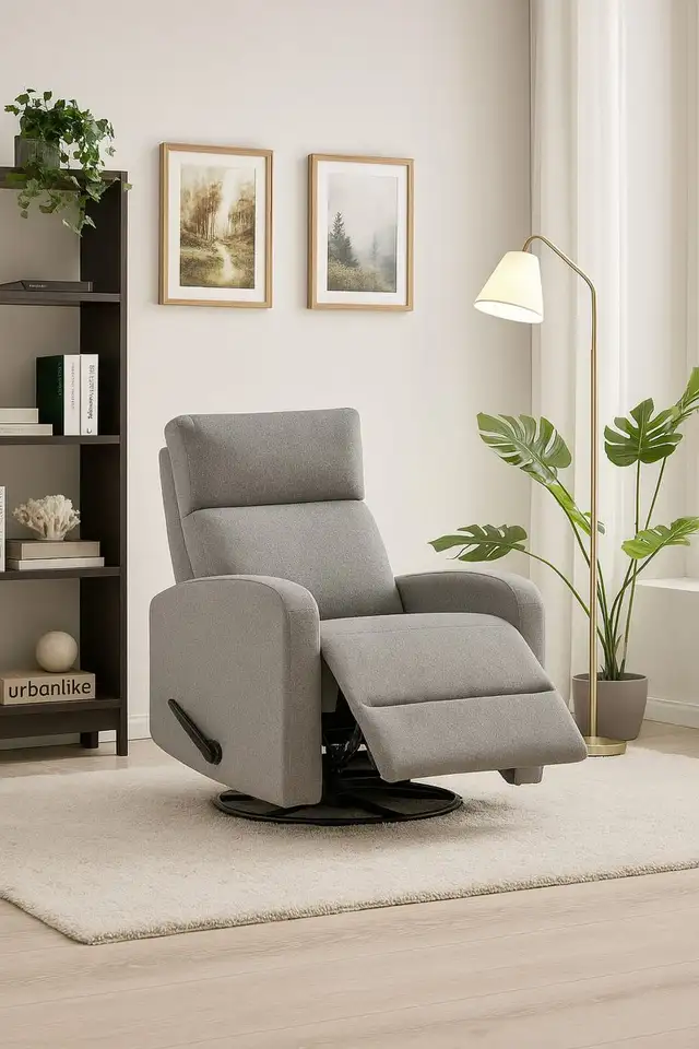 New Light Grey Swivel Glider Recliner