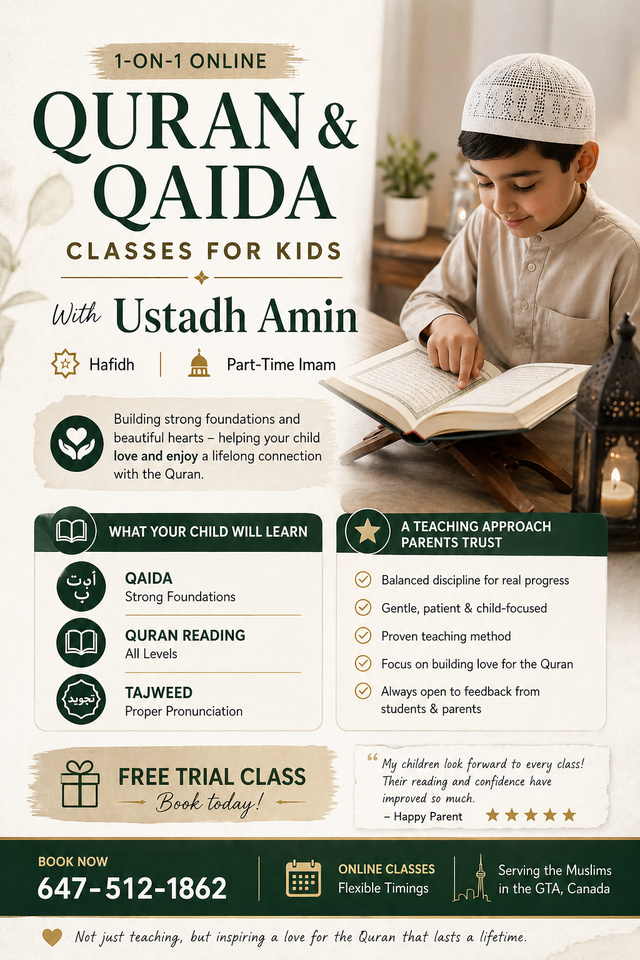 1 on 1 Quran Classes for Children