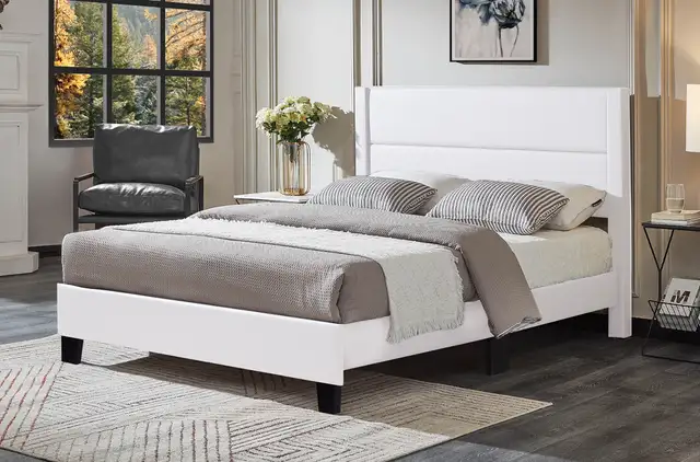 New Spartan White Queen Size Platform Bedframe