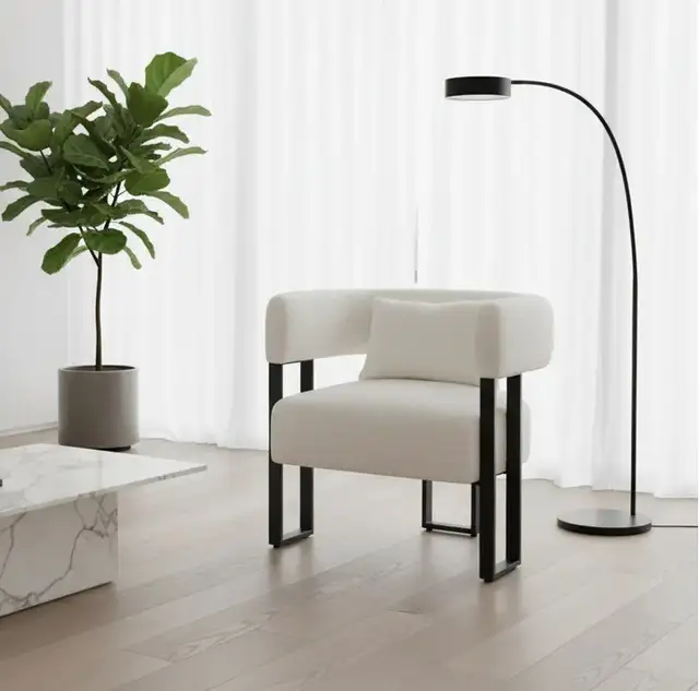 DESIGNERS SCARLET ACCENT CHAIR IN IVORY BOUCLE AND BLACK. - Photo 10