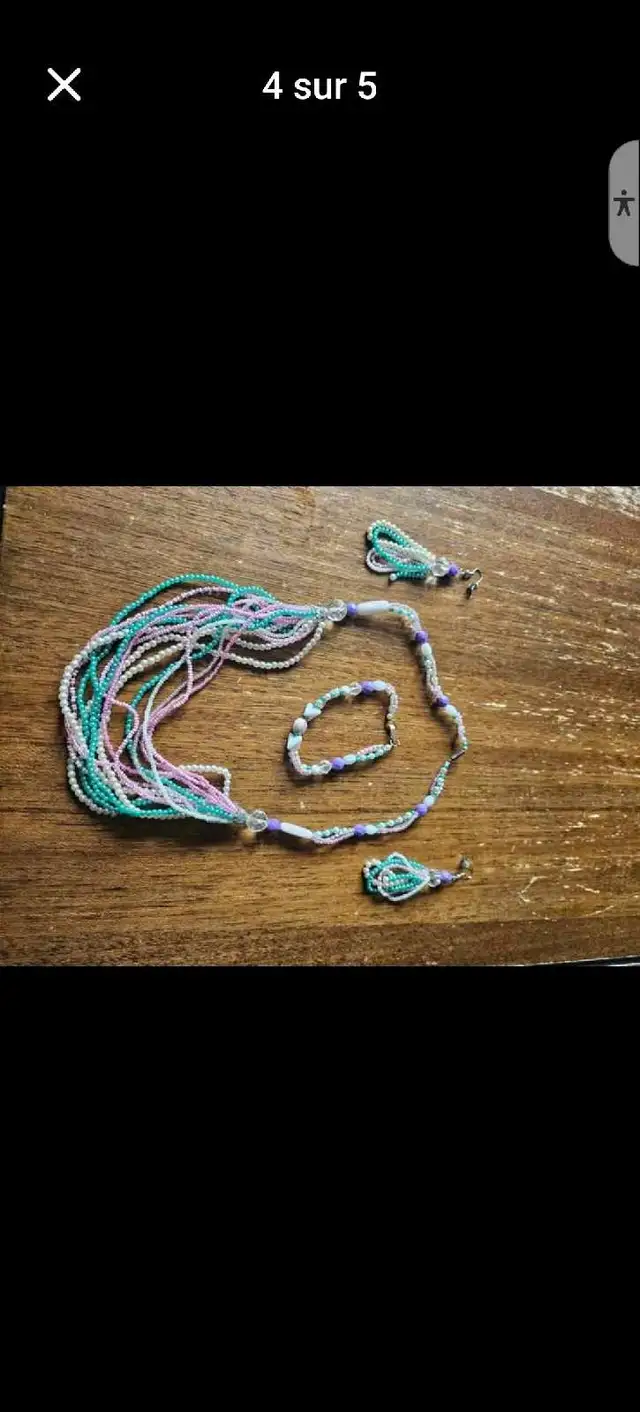 Collier fait à la main avec bracelet et boucle d'oreilles - Photo 2