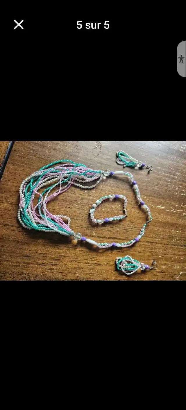 Collier fait à la main avec bracelet et boucle d'oreilles - Photo 5