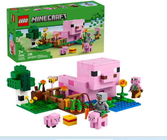 LEGO Minecraft The Baby Pig House Toy Figures and Playset