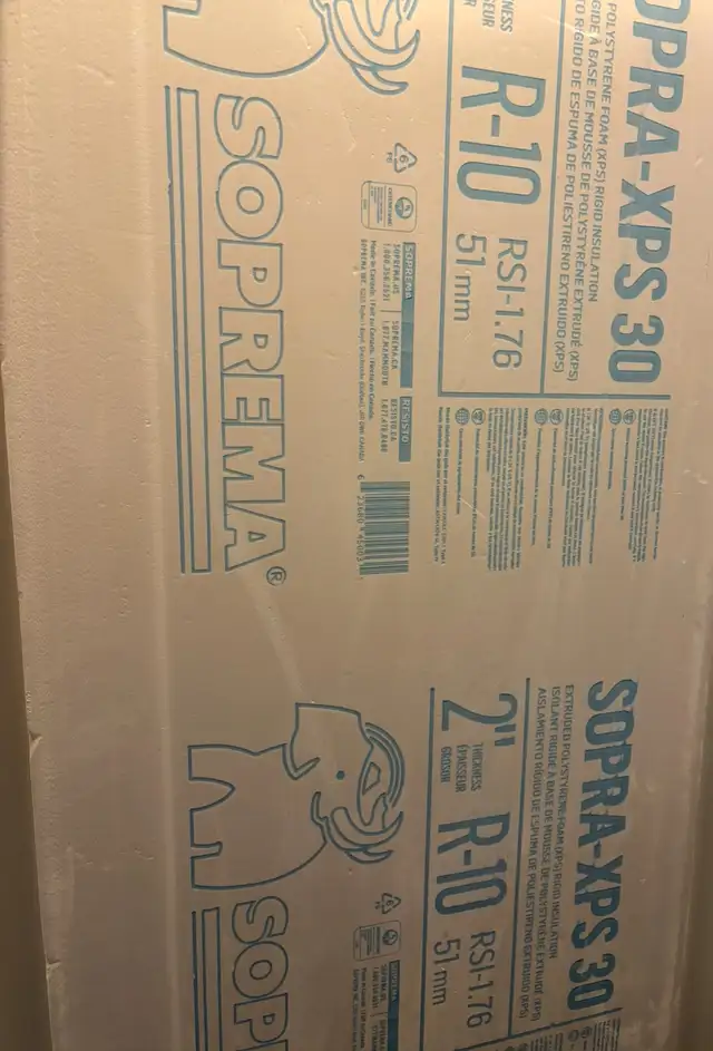 Sopra-XPS 30 extruded polystyrene foam rigid insulation.