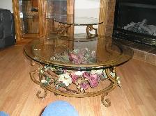 Coffee and end tables, glass