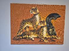 Roman Cheetah Oil Painting on Burlap Canvas by Wyman