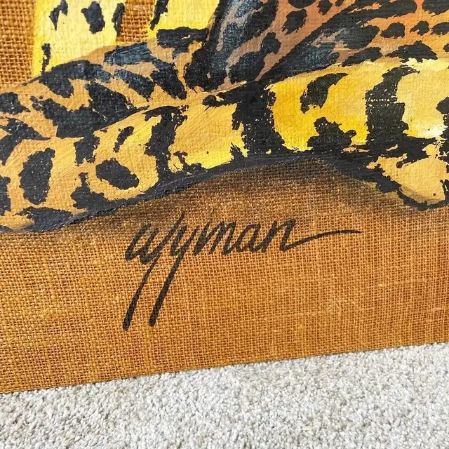 Roman Cheetah Oil Painting on Burlap Canvas by Wyman - Photo 4