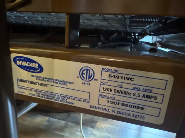 Invacare hospital bed