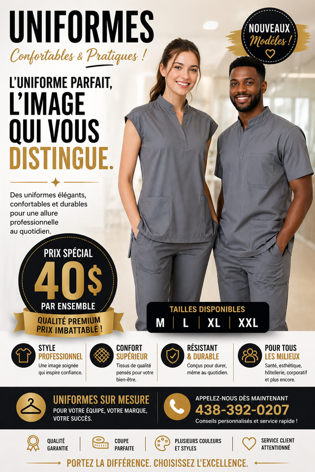 Uniformes neufs – Ensemble complet à 40$ (qualité premium)