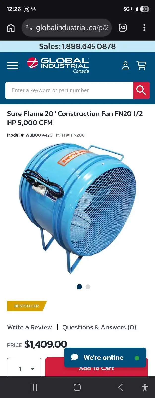 Sure Flame Construction Fan (x3 units) - Photo 2