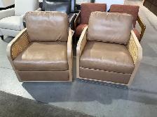 Set of 2 leather swivel accent chairs