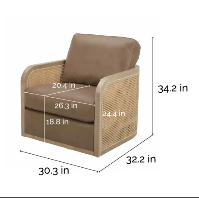 Set of 2 leather swivel accent chairs - Photo 6