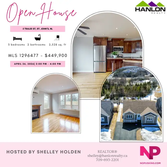 OPEN HOUSE! 5 Tralee St, St. John's, NL. 2-4pm Sunday, April 26